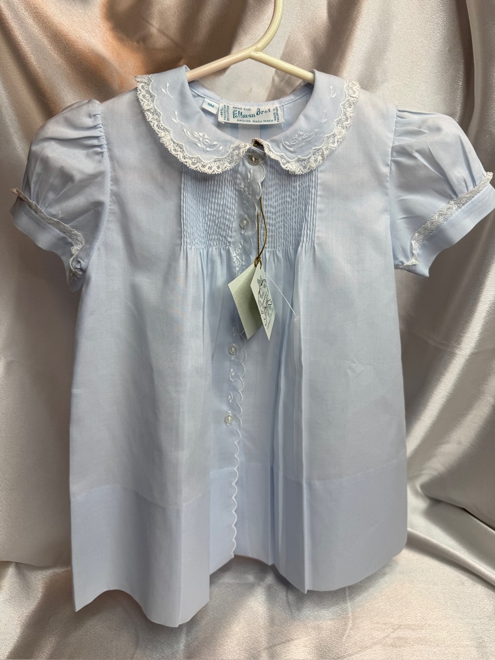 NWT Feltman Bros Light Blue Lace-Trim Baby Girl Slip Dress Size: 9M